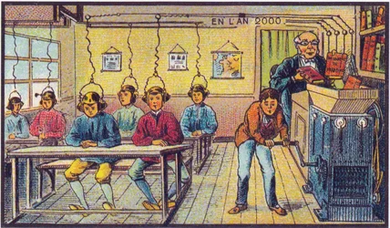 Ve škole. Ze seriálu Vize roku 2000, 1899