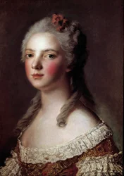 Portrét Marie Adelaide z Francie zvané Madame Adelaide (1732-1799) dcera Ludvíka XV. Obraz Jean Marc (Jean-Marc) Nattier (1685-1766) 1750 Ne 0,54x0,42 m