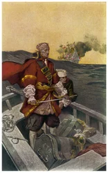 Portrét velšského piráta a bukanýra Henryho Morgana (1635-1688) Ilustrace J. N. Marchanda (1883-1941) z „Sir Henry Morgan Buccaneer“ 1903