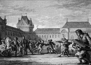 Instituce stránek: zavedení školení ve fyzických a domácích úkolech page metier. Karolinské období, panovník Karla Velikého, 8.-9. Rytina Jean Michel Moreau, dit Moreau le Jeune (1741-1814)