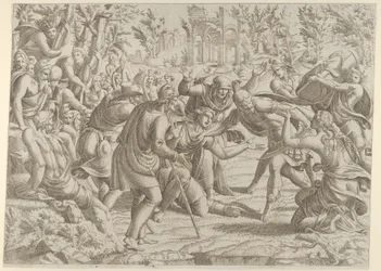 Zrádná Sinon, kterou pastýři přivedli do Trajanova tábora, 1535-55.