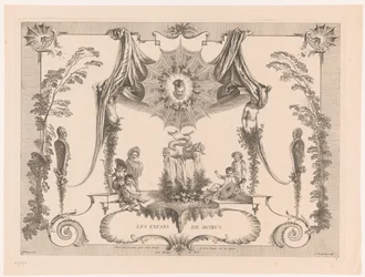 Design pro obložení s dětmi u fontány Les Enfans de Momus (název na objektu) Autor: Antoine Watteau (název série) L