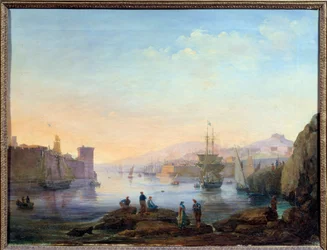 Mezi marseillským přístavem Obraz Jean Paul Constans (1777-1833) 19. století Aix en Provence, Musee Granet