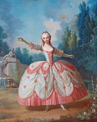 Portrét Barbary Campanini (1721-1799), známé jako La Barbarina (La Barberina) - Obraz Jeana Philippe Delaroche (1710-1767) - 1721 - Olej na dřevě - 68,5x56,5 - Soukromá sbírka