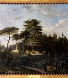 Libanonský cedr z Jardin des Plantes v Paříži Detail - Malba Jeana Houela (1735-1813) 18. století Slunce 0,55x0,8 m Paříž, Musee Carnavalet