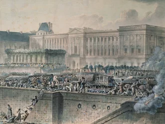Příjezd Ludvíka XVI. (1754-93) před Louvre, 17. července 1789 (wc und kvaš na papíře)