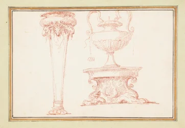 Vázaná kresba, Váza a lampa na stojanu, in Dessins d