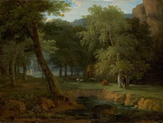 Lesní scéna s nymfami a herkou, asi 1810 (olej na plátně)