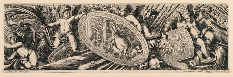 Frieze: Trofeje zbraní a Putti