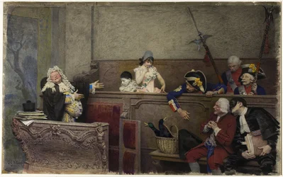 Zkouška Pierrota (akvarel a kvaš, přes grafit, na krémové desce)