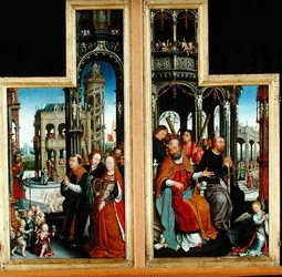 Polyptych Oslava Nejsvětější Trojice zobrazující apoštoly a mučedníky, 1509-16