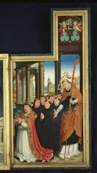 Polyptych Oslava Nejsvětější Trojice, panel zobrazující mnichy, 1509-15