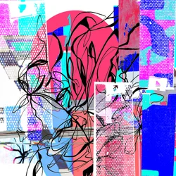 Abstrakt: Růžovo-modrý květ