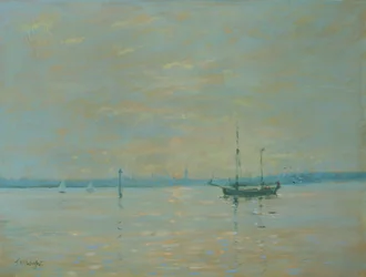 Southampton Water Sunset (olej na plátně)