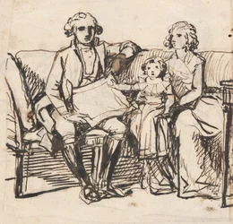 Studie k dílu „Peder Anker, jeho manželka Anna Elisabeth, rozená Cold, a jejich dcera Karen“
