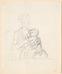 Návrh na portrét hraběnky Sophie Magdalene Raben, rozené von Qualen se svým nejstarším synem, narozen 1784