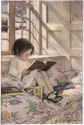 Dívka čtoucí z knihy „A Child