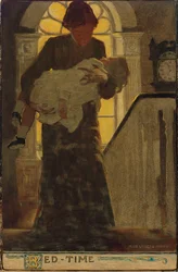 Bed-Time, cca 1902 (uhlí, akvarel a olej na palubě)
