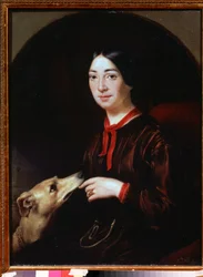 ""Portrét zpěvačky a skladatelky Pauline Viardot (1821-1910)"" Obraz Eugene Plucharta (1809-1880) kolem roku 1853 Tropinine Museum (Tropinin), Moskva