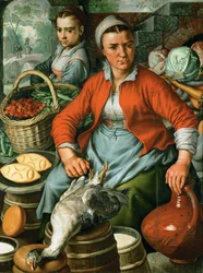 Rané nizozemské umění: Market woman, cca 1561 (olej na dřevě)