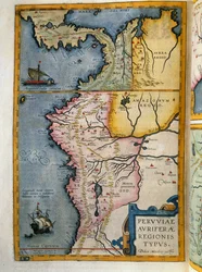 Zlaté oblasti Peru, svazek VII, Atlas Maior, od Joan Blaeu (1596-1673), mědirytina, 57,5x39 cm, Amsterdam