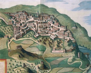 Mapa Narni, z Theatrum civitatum et admirandorum Italiae od Joan Blaeu, rytina
