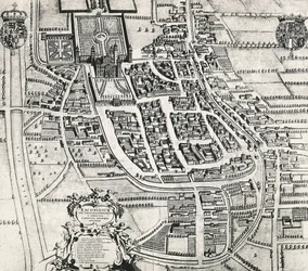 Mapa Racconigi, rytina od Joan Blaeu (1596-1673), Itálie