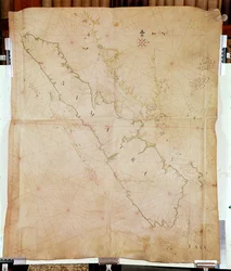Ms 1288 Chart of Sumatra, 1653 (pero, inkoust a mytí na papíře)