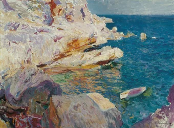 Rock at Javea - Sorolla y Bastida, Joaquin (1863-1923) - 1905 - Olej na plátně - 62,5 x 84,7 - Museo Carmen Thyssen, Malaga