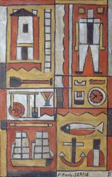 Konstruktivní (tempera na plátně)