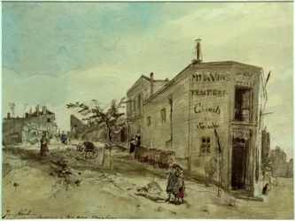 Pohled na Montmartre, kavárnu Le Roi du Desert