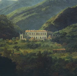 Královský palác Quisisana, nedaleko Neapole, od Johana Christiana Clausena Dahla (1788-1857), Itálie