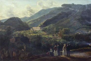 Královský palác Quisisana, nedaleko Neapole, od Johana Christiana Clausena Dahla (1788-1857), Itálie