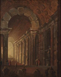 Klenuté schodiště, cca 1783 (olej na plátně)