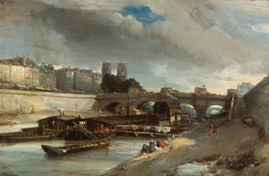 Místo na mytí lodí poblíž Pont Neuf v Paříži