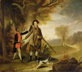 Třetí vévoda z Richmondu (1735–1806) střílel se svým sluhou, kolem roku 1765