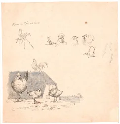 Kohoutí kuřátka. Ilustrace ke Kaalundovým „Fabler for Børn“. Viz komentář z uměleckého katalogu.