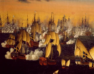 Bitva u Bjorko poblíž Stockholmu od Johana Tietricha Schoultze (1754-1807)