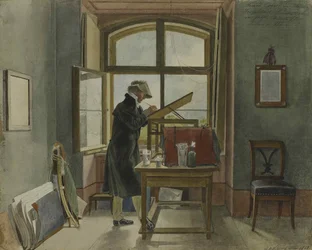 Johann Christoph Erhard ve svém ateliéru, 1818.