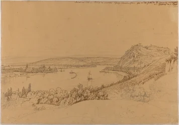 Pohled na Koblenc s Rýnem a pevností Ehrenbreitstein (recto); pohled na hrad Heidelberg (verso)