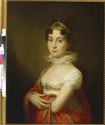 Marie Louise de Habsbourg-Lorraine-Este (Habsbourg Lorraine Este) - mladistvý portrét císařovny Marie Ludovice (1787-1816) s diadémem od Lampi, Johann-Baptist von, starší (1751-1830). Olej na plátně, rozměr: 79x63, , Soukromá sbírka