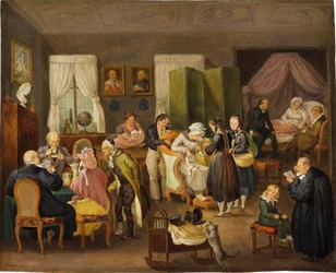 Návštěva v protestantském pastoračním domě ke křtu, 1828.