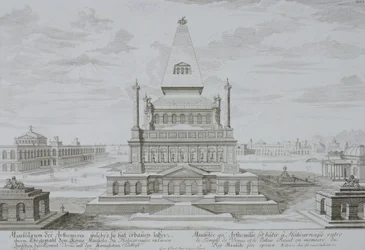 Mauzoleum Halicarnassus, Bodrum, Turecko, z „Návrhu historické architektury“, 1721
