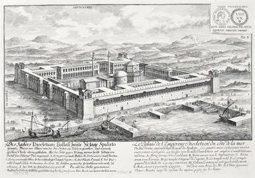 Diokleciánův palác (245-313), Split, Jugoslávie, z „Design of a Historic Architecture“, 1721