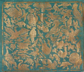 Brokátový papír s vyobrazením ptáků, c. 1790.