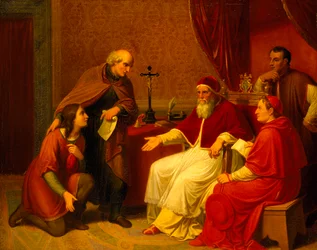 Bramante představuje Raphaela papeži Juliovi II., cca 1836.