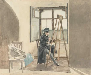 Malíř Johann Adam Klein 1792-1875 před svým stojanem, 1818.