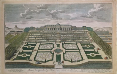 Perspektivní pohled na hrad Sanssouci, Postupim, Německo
