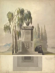 Návrh hrobky, Rothgeisser v Norimberku nadmořská výška a půdorys, 1826.