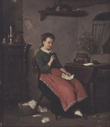 Mladá dívka píše milostný dopis